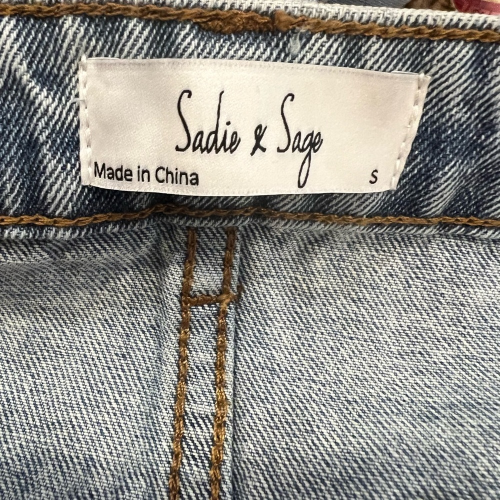 Sadie & Sage Light Blue Denim Skirt fully embellished with rhinestones Size  NWT - Picture 3 of 7